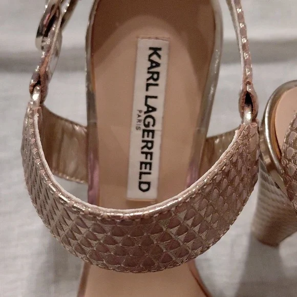 Karl Lagerfeld Cieone Muted Metallic Gold Heeled Sandals - Picture 4 of 9